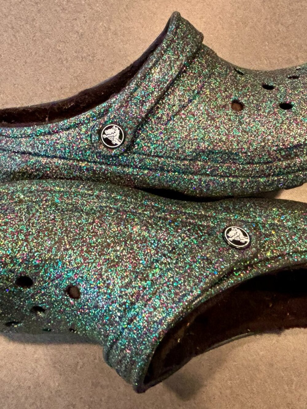 ~~Crocs Adult Classic Fleece Lined Iridescent Glitter Clog Blue W11/ M9     ****